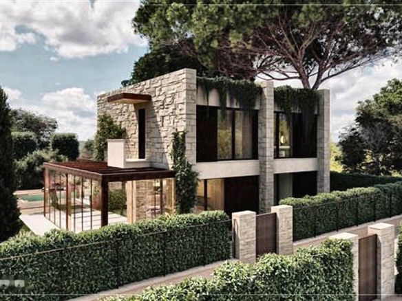 Rendering of the proposed villa with side garden