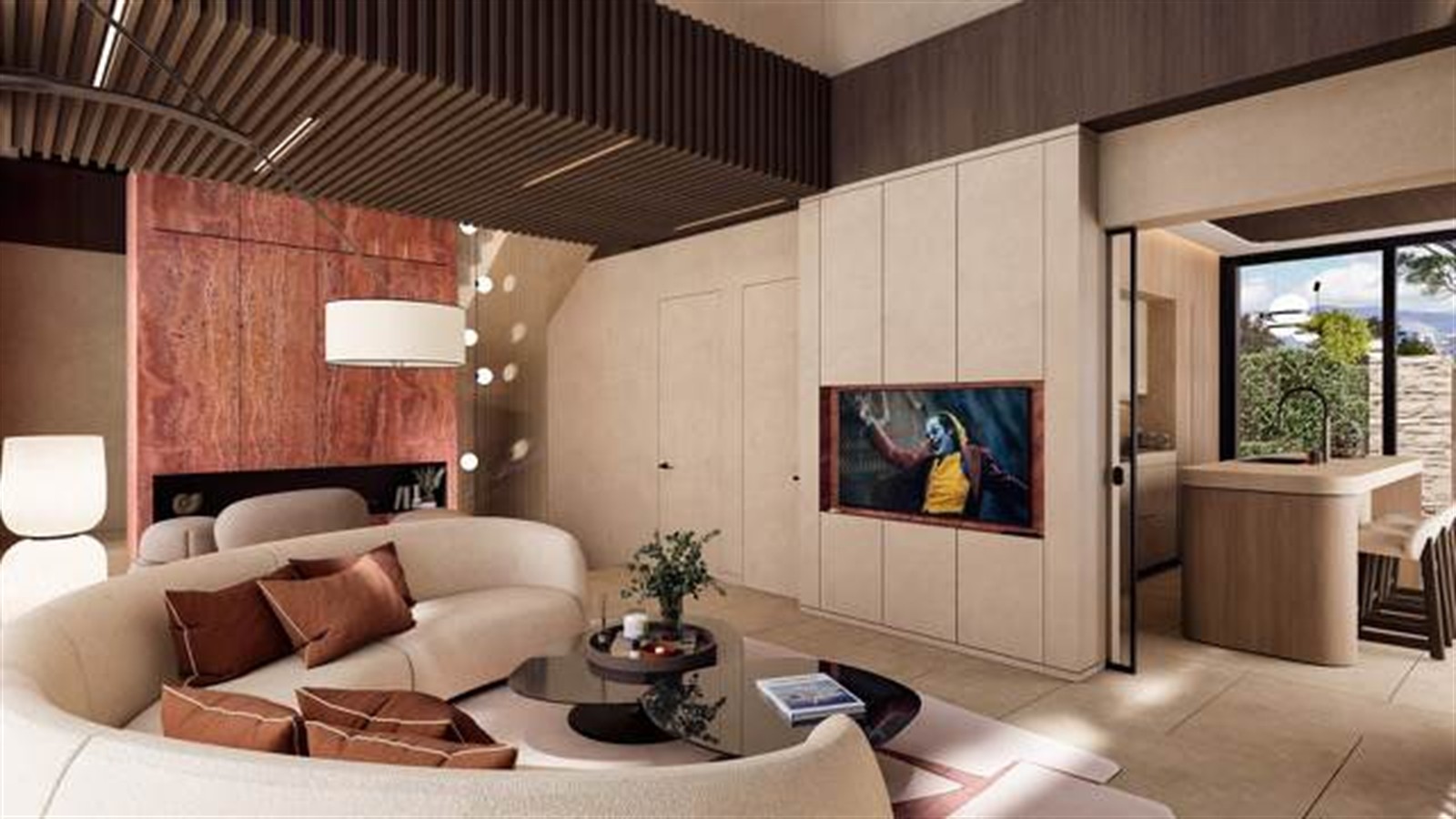 Rendering of the proposed living room interior