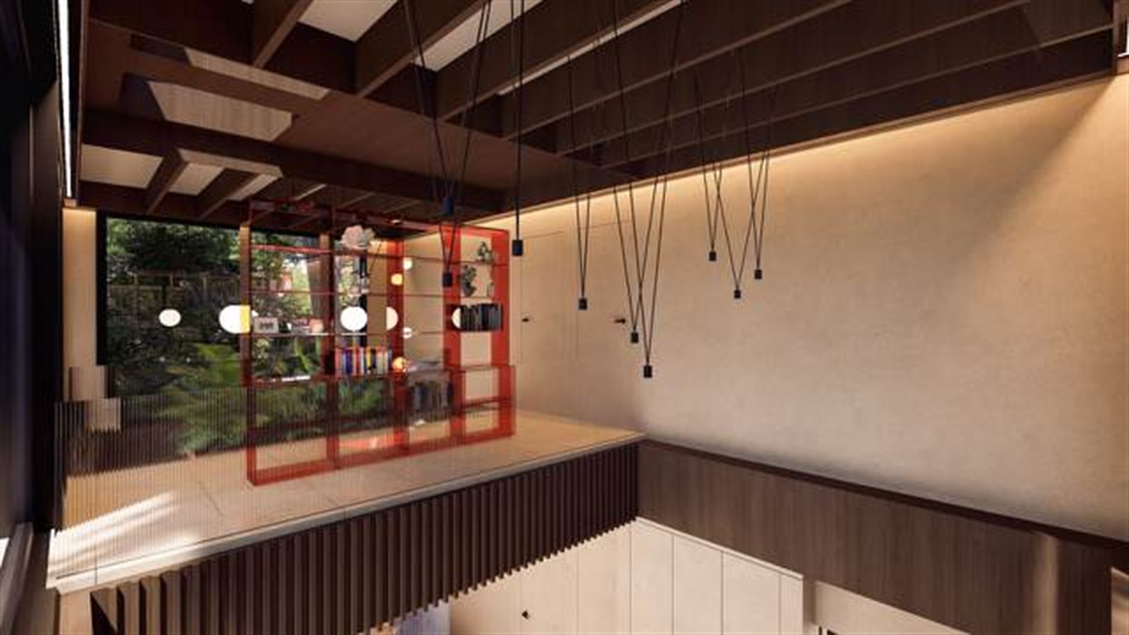 Rendering of the proposed double-height living room
