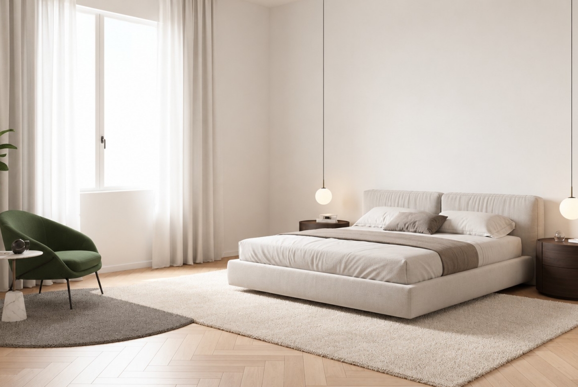Interior rendering of a double bedroom