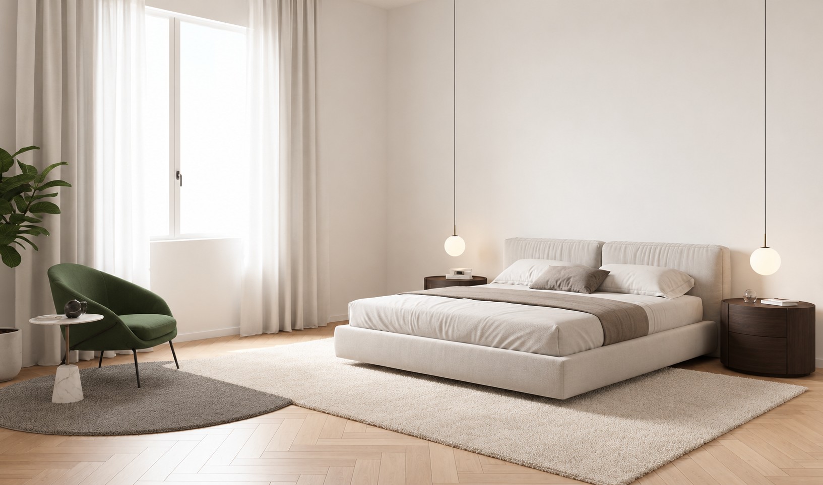 Interior rendering of a double bedroom