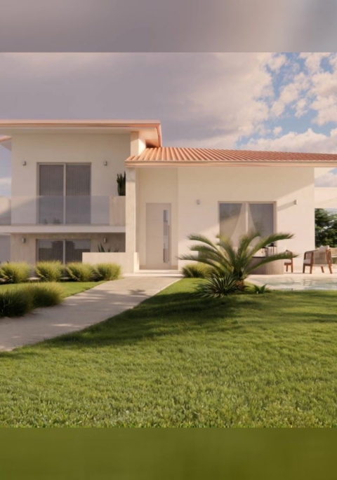 Architectural rendering: proposed villa garden elevation, wide hero version
