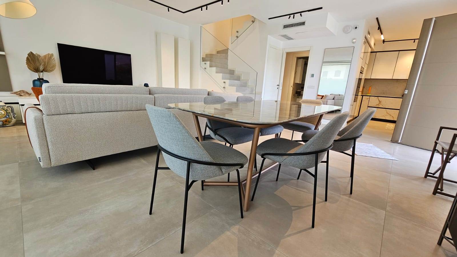 Open-plan living and dining area