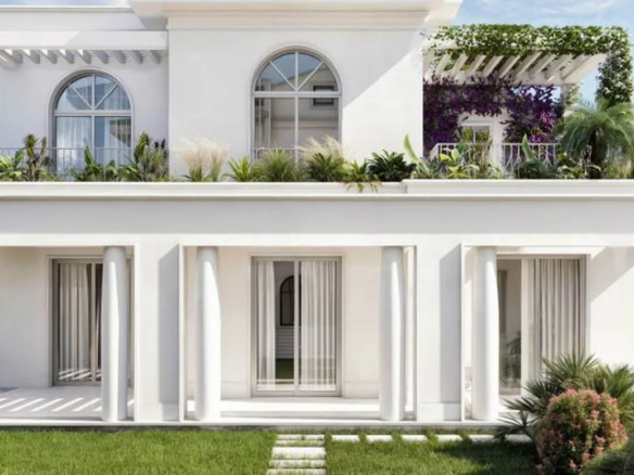 Approved project rendering of the seafront villa with pergola, Centro Levante, Forte dei Marmi